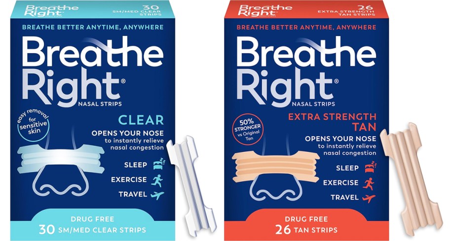 two boxes of Breathe Right Nasal Strips