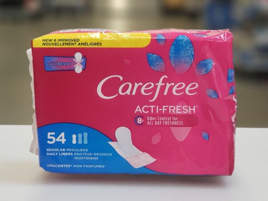 A pack of Carefree panty liners