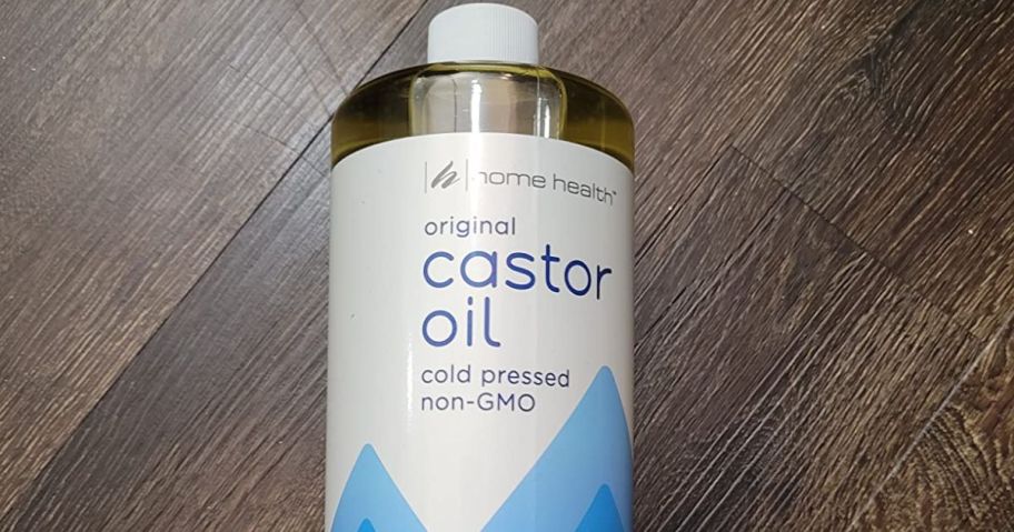 A bottle of Home Health Castor Oil