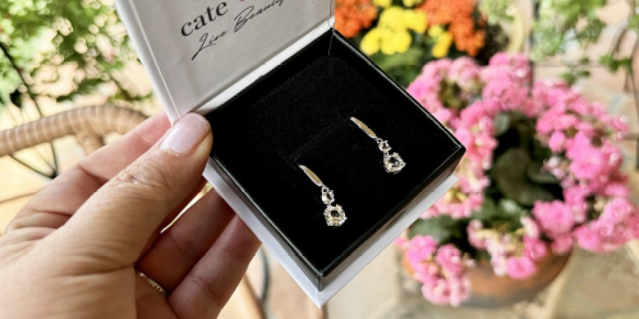 Cate & Chloe 18K Crystal Drop Earrings Only $18 Shipped (Includes Gift Box!)