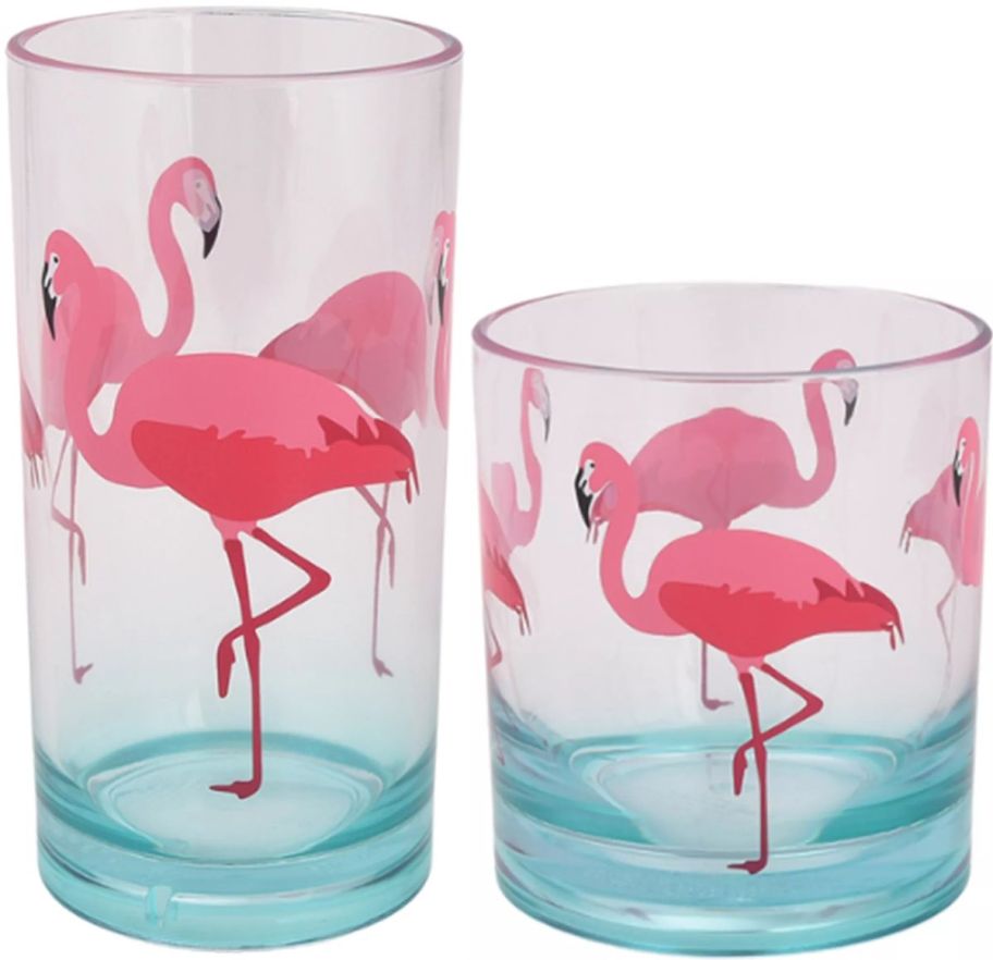 two plastic flaming drinking glasses