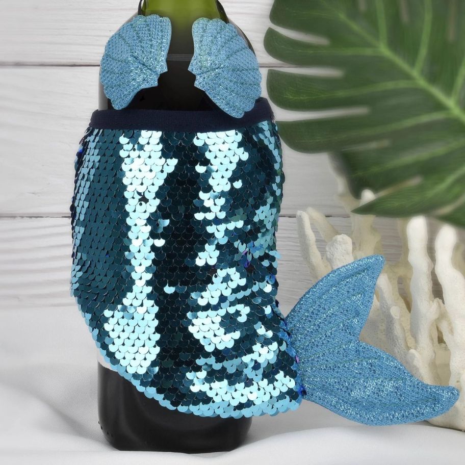 sequined mermaid wine bottle cover