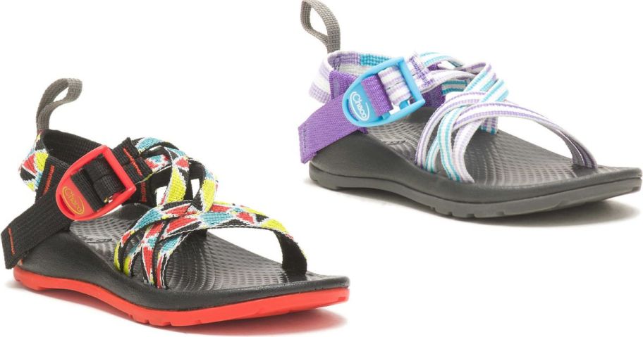 Stock image of 2 Chacos Kids Sandals in different colors