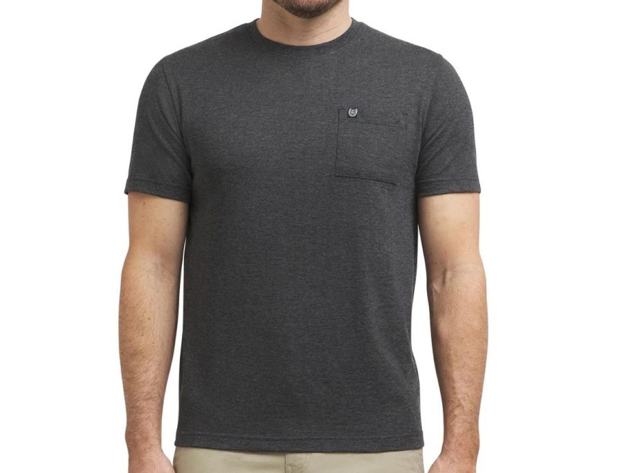 man wearing Chaps Men's Short Sleeve Soft Slub Jersey Pocket T-Shirt