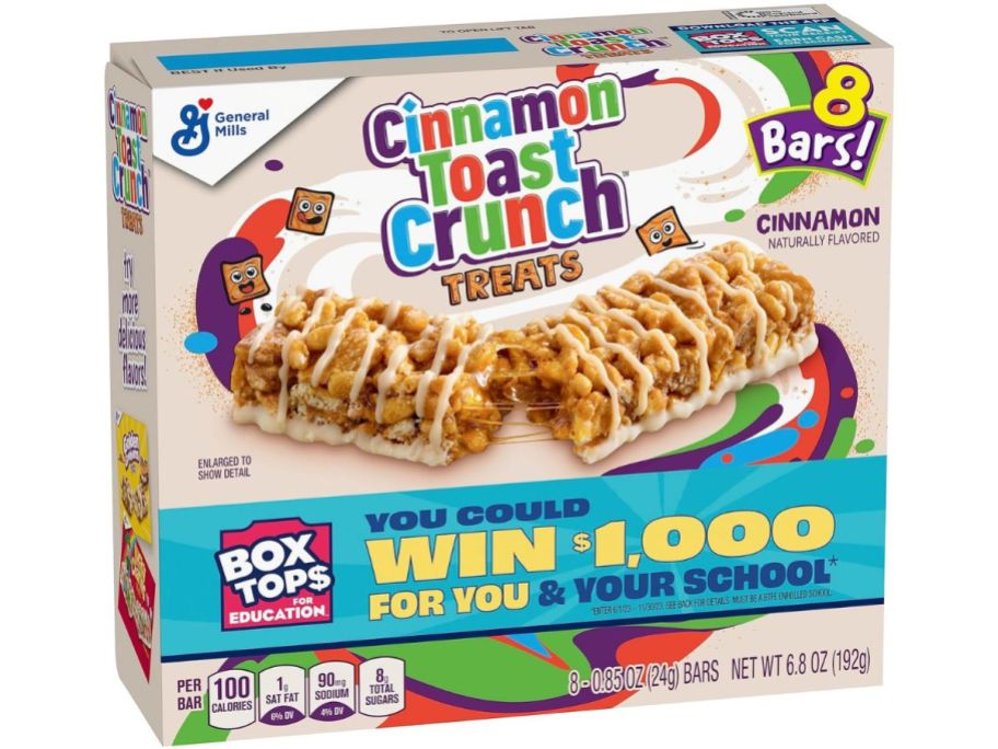 box of Cinnamon Toast Crunch Treats breakfast bars 8-pack