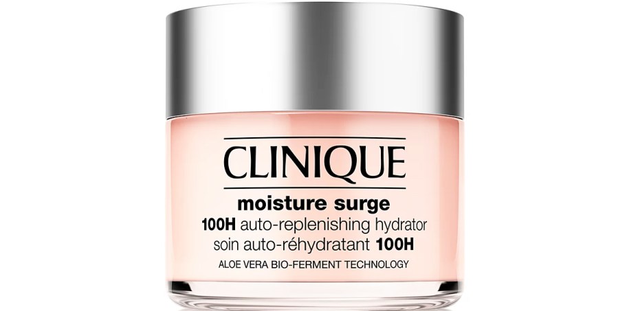 pink jar of Clinique Jumbo Moisture Surge 100H Moisturizer