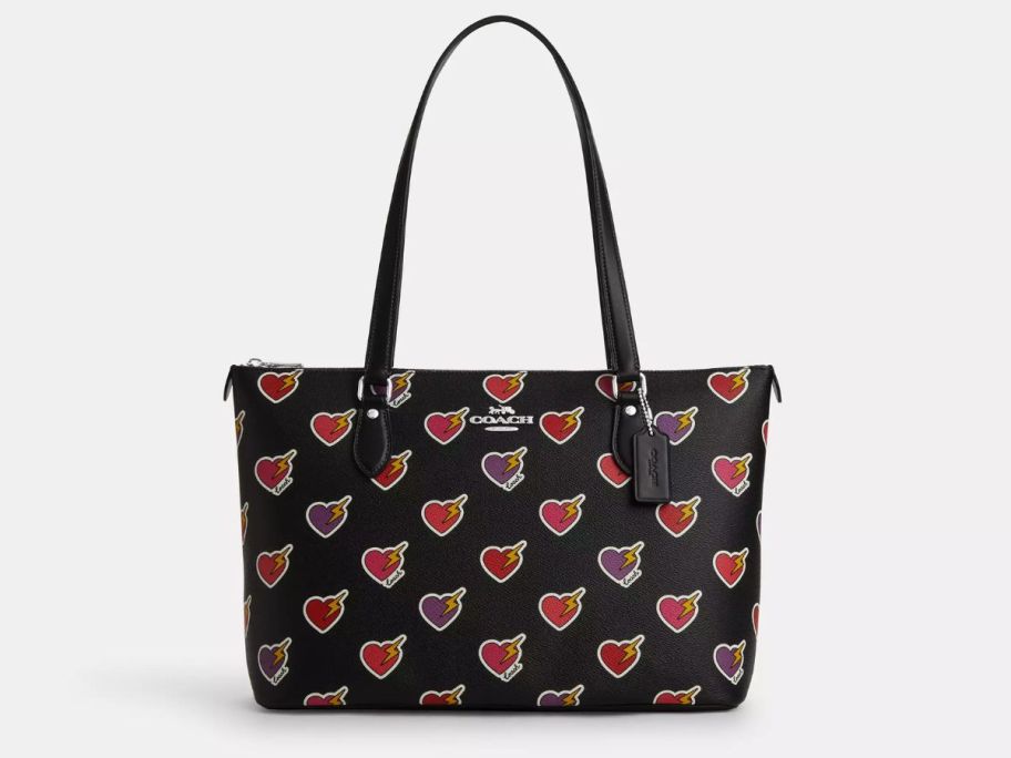 Coach Gallery Tote Bag w/ Heart Bolt Print stock image