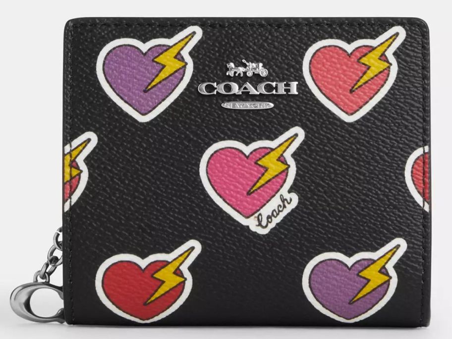 Coach Snap Wallet w/ Heart Bolt Print stock image