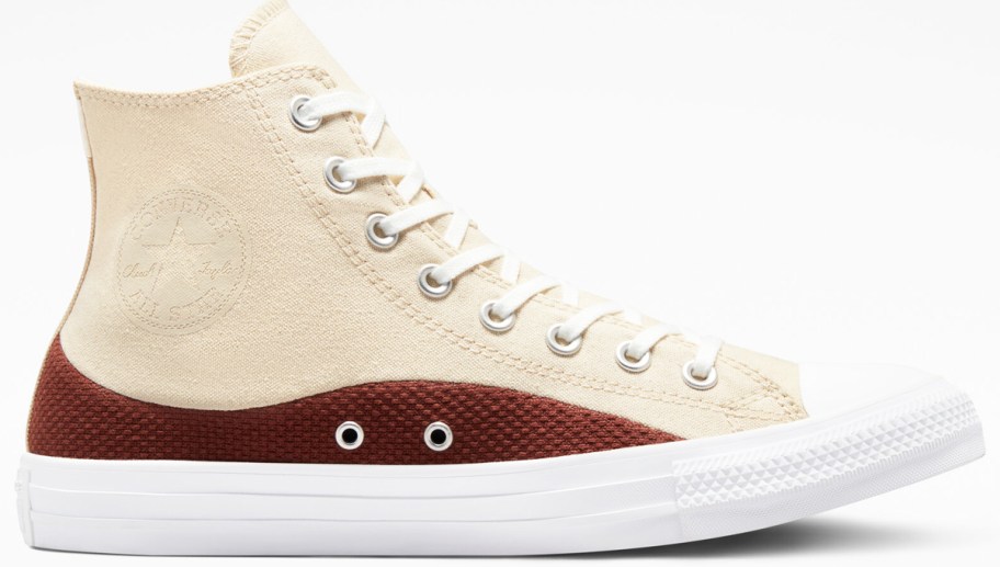 cream and brown converse high top sneaker