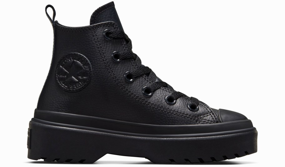 black leather high top converse sneaker