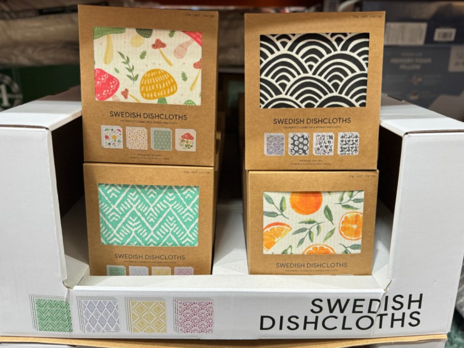in-store display of Costco dishcloths