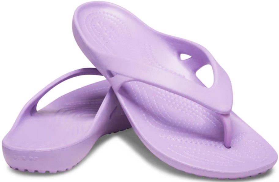pair of purple flip flops