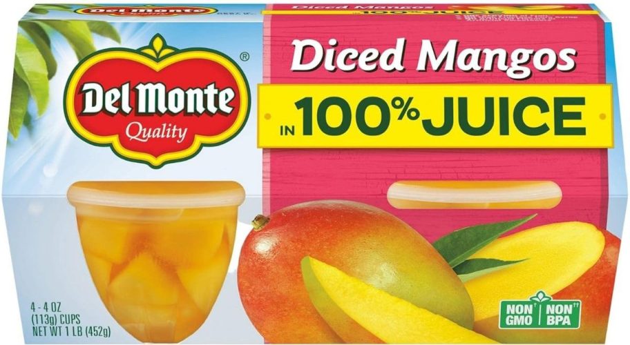 Del Monte Diced Mangoes Fruit Cups 24-pack