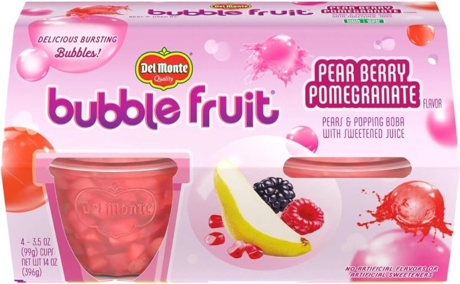 Del Monte Bubble Fruit Pear Berry Pomegranate Fruit Cups 24-pack