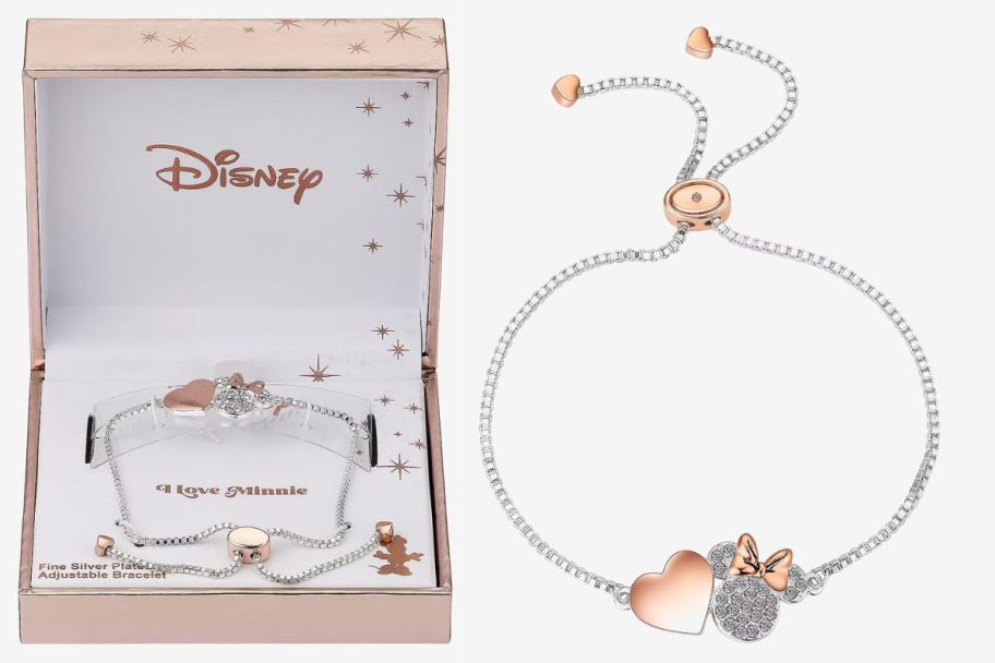 Disney Classics Brass Heart Minnie Mouse Bolo Bracelet