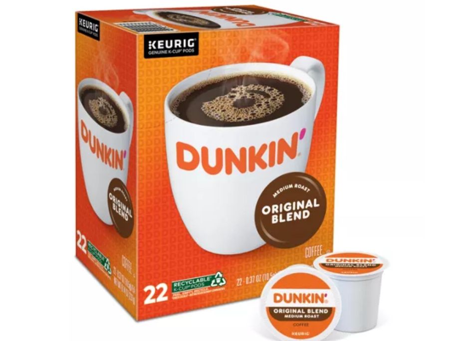 A box of Dunkin Original Blend K-Cup 22