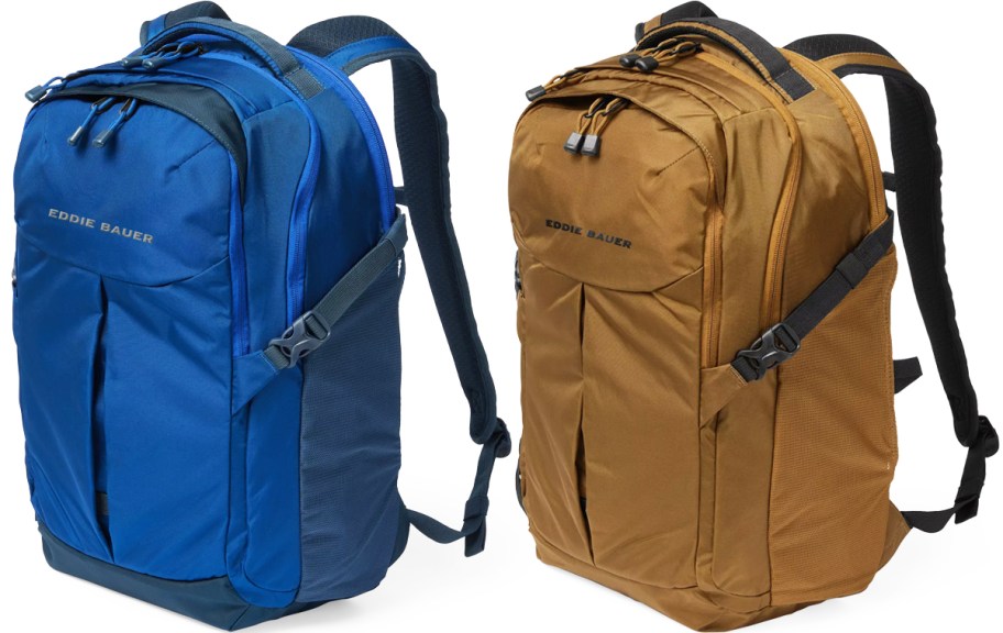 blue and tan eddie bauer backpacks