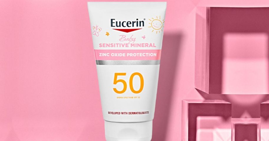 A tube of Eucerin baby sunscreen