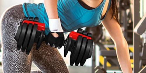 Save on TWO Adjustable Dumbbells on Amazon + Free Shipping | Easily Adjusts from 3-40 Pounds!