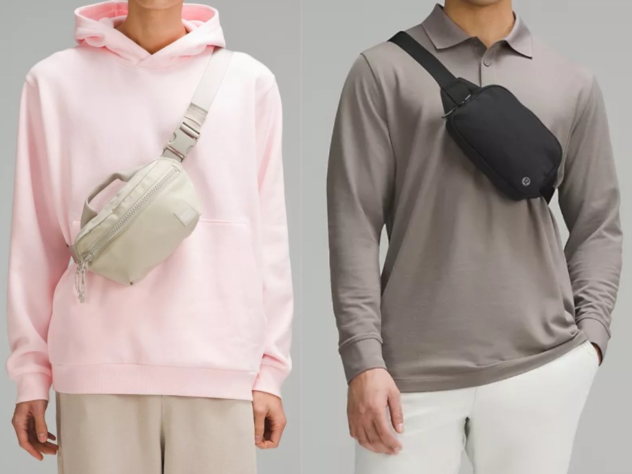 men wearing different colors of lululemon belt bags