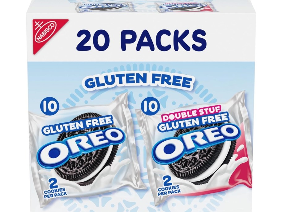 box of Gluten-Free OREO Original & Double Stuf Snack Pack 20-Count