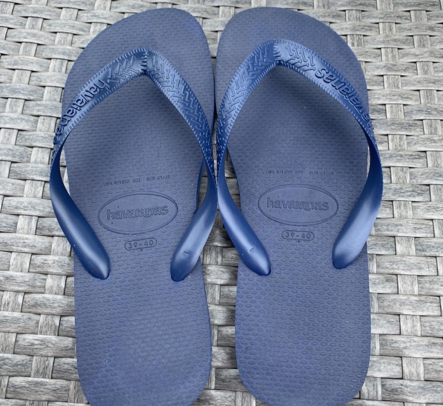 pair of blue flip flops