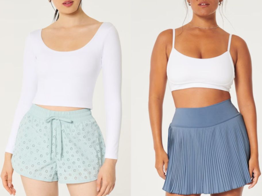 Stock images of women wearing Hollister & Gilly Hicks active eyelet shorts and skortie