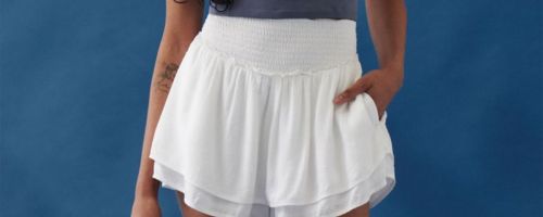 Woman wearing Eyelet Shorts from Hollister