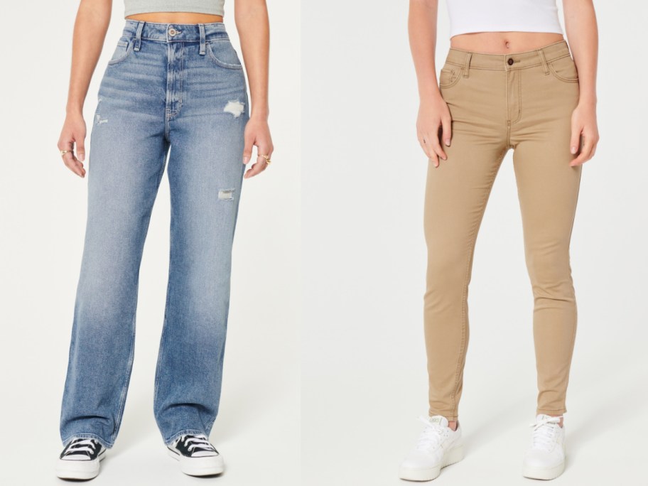 Hollister jeans in distress and khaki