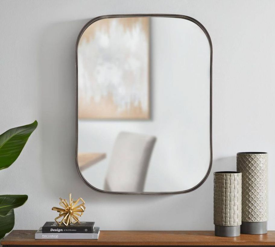 A rectangle mirror with rounded edges