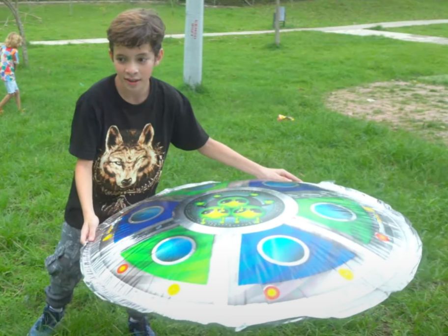 Boy playing with a HoverDisc