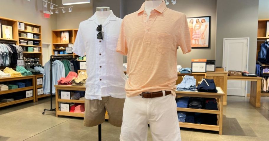 Mannequins wearing men's clothing at. JCrew Factory Store