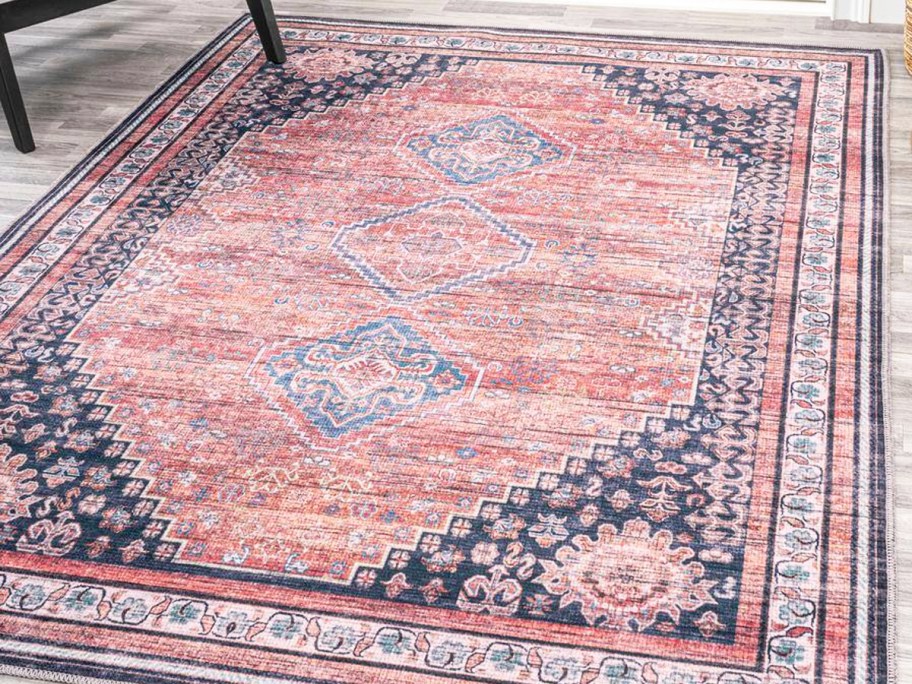 large red and blue area rug