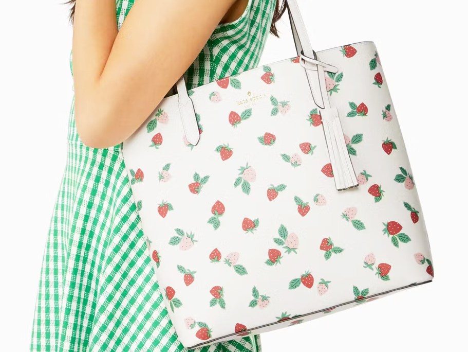 Up to 80% Off Kate Spade Outlet Surprise Sale | Strawberry Print Tote Bag Only $79 Shipped