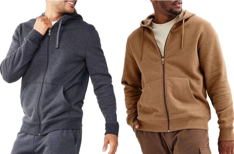 stock image of 2 men wearing tek gear zip hoodies