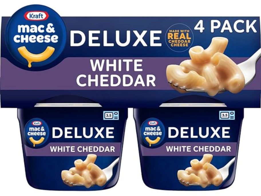 Kraft Deluxe White Cheddar Microwavable Macaroni & Cheese Cups 2.39oz 4-Count stock image