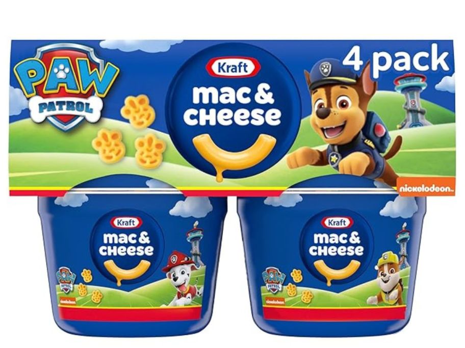 Kraft Macaroni & Cheese Microwavable Cups w/ Nickelodeon Paw Patrol Pasta Shapes 1.9oz 4-Count stock image