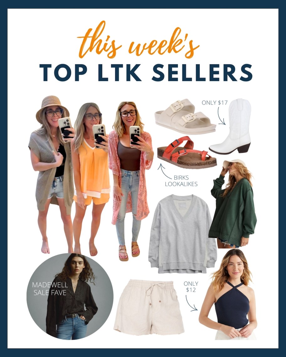collage graphic of this weeks top ltk sellers