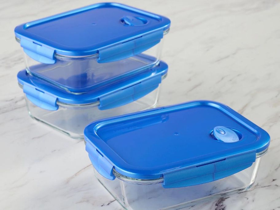 3 Glass Lock n Lock Food STorage Containers with a vented lid