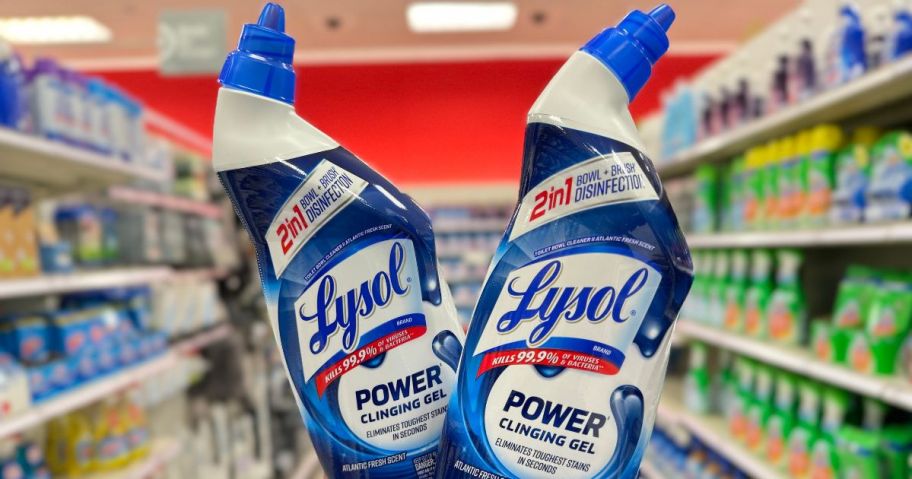 Lysol Power Clinging Gel being held in an Aisle at a store