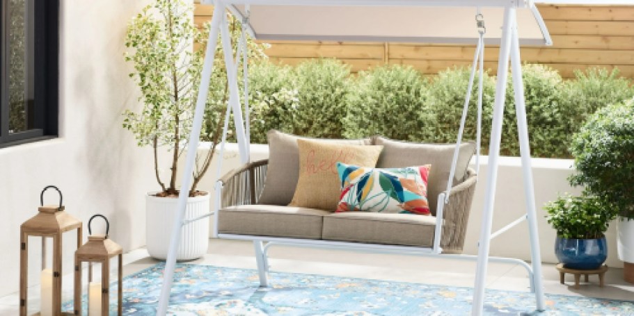 Walmart Patio Furniture Sale | Cushioned Swing with Canopy Just $199 Shipped