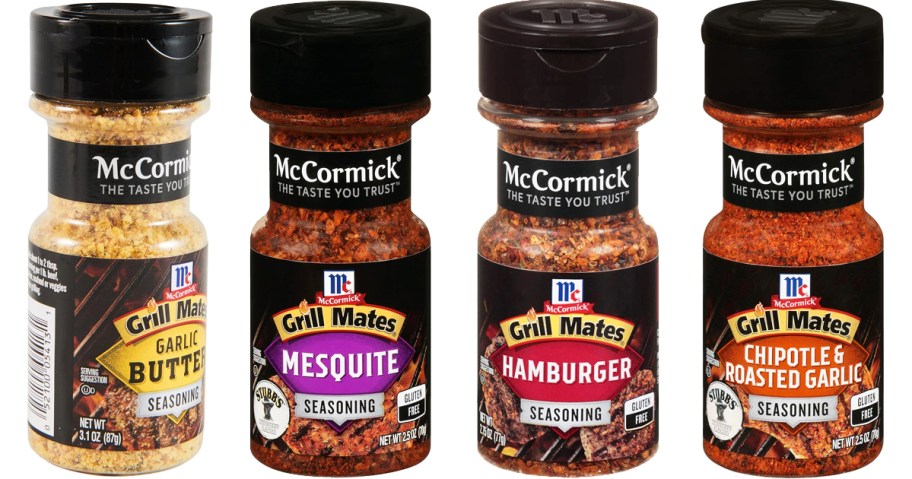 four bottles of McCormick Grill Mates Seasonings