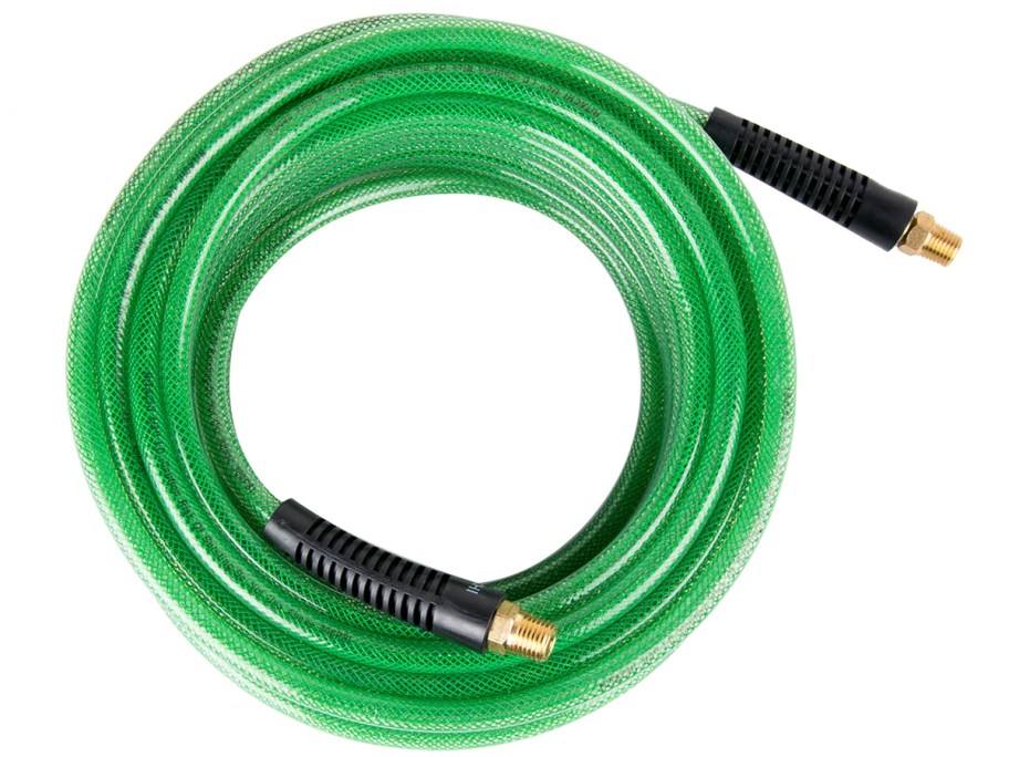 coiled green air hose