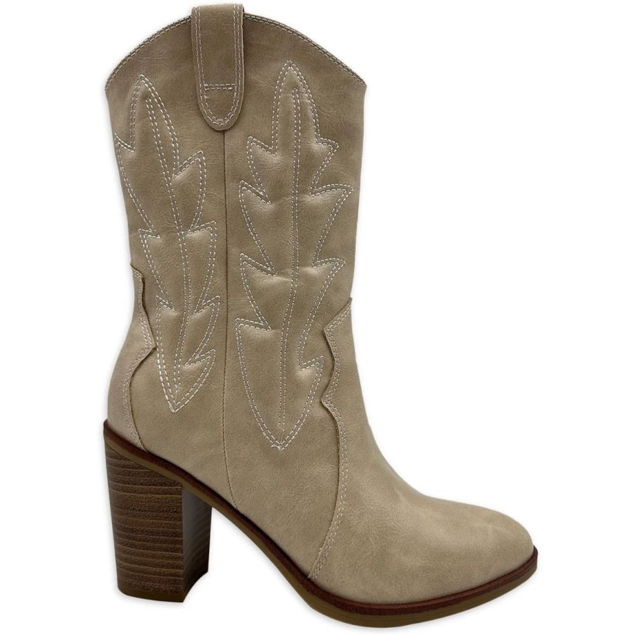 sand colored womens mid calf cowboy boot