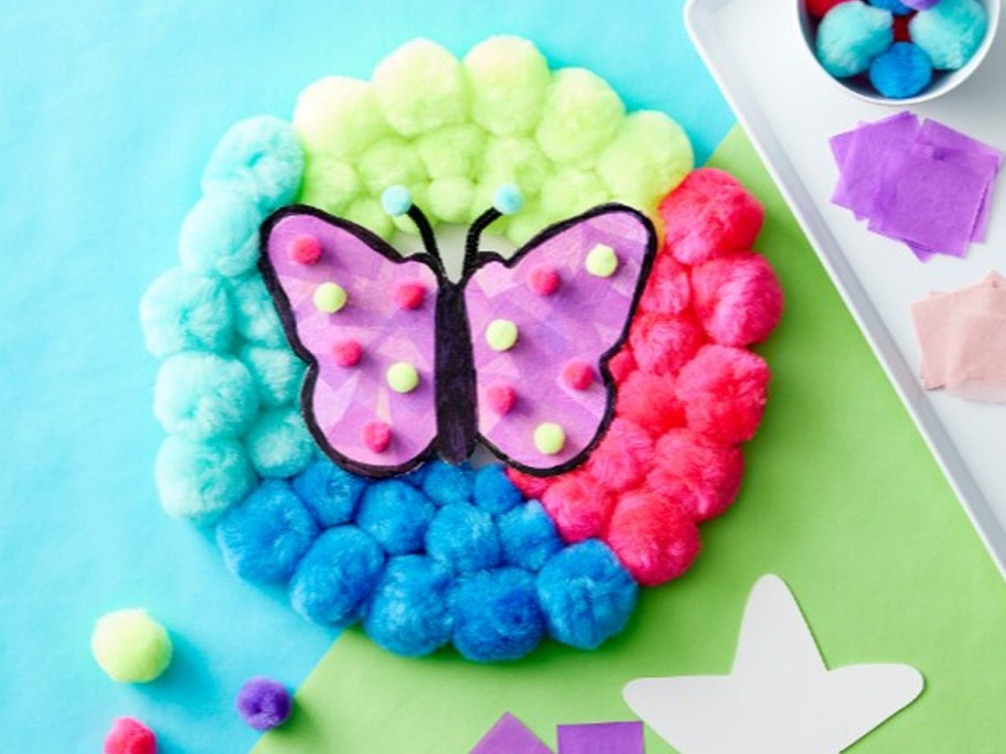 pompom butterfly art project