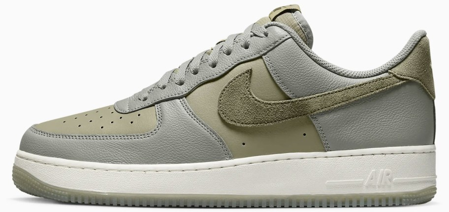 grey and olive green nike sneaker