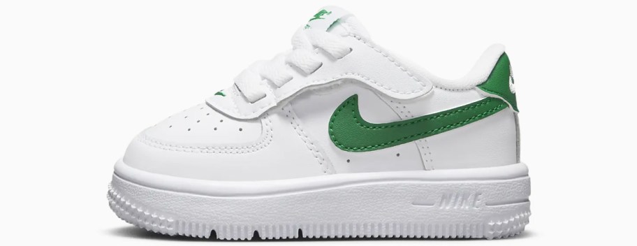 white and green baby air force sneaker
