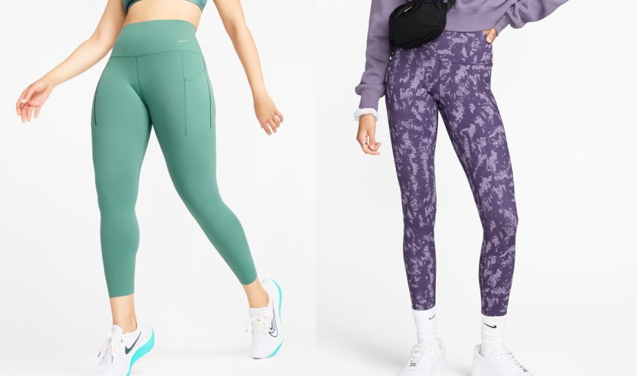 two women modeling nike leggings