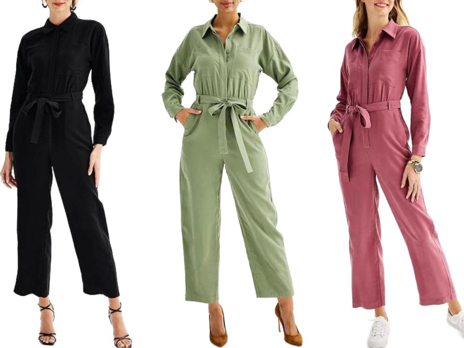 Stock images of 3 women wearing Nine West Jumpsuits