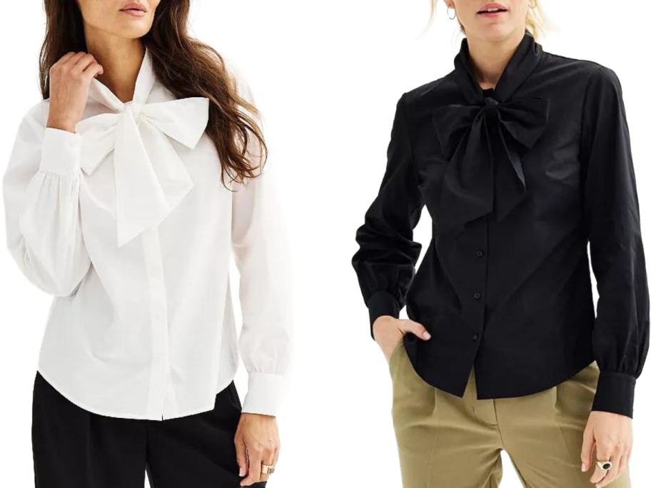 Stock images of 2 women wearing Nine West Bow Tops